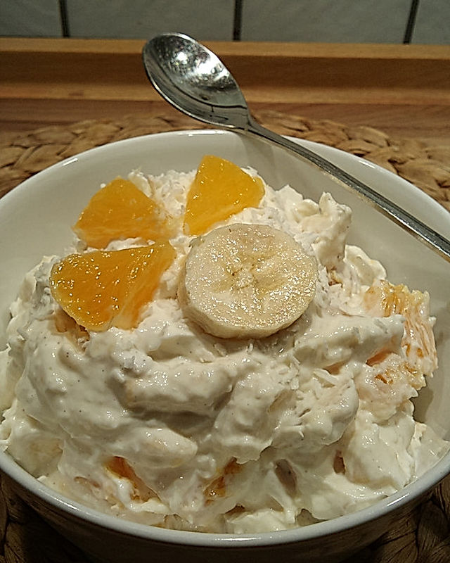 Kokos-Orangen-Quark mit Banane