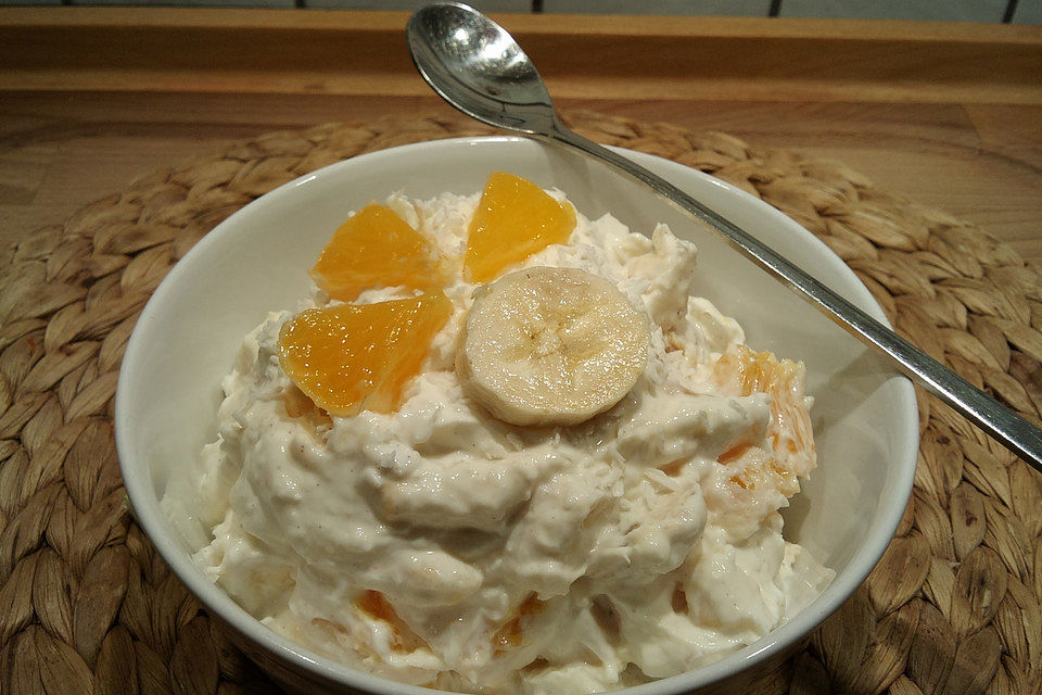 Kokos-Orangen-Quark mit Banane