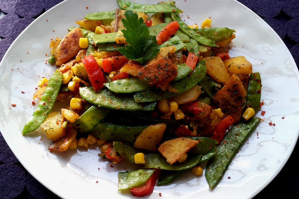 Bratkartoffeln mit Zuckerschoten