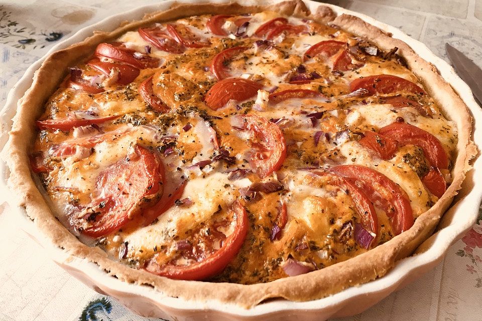 Tomaten - Mozzarella - Basilikum Quiche