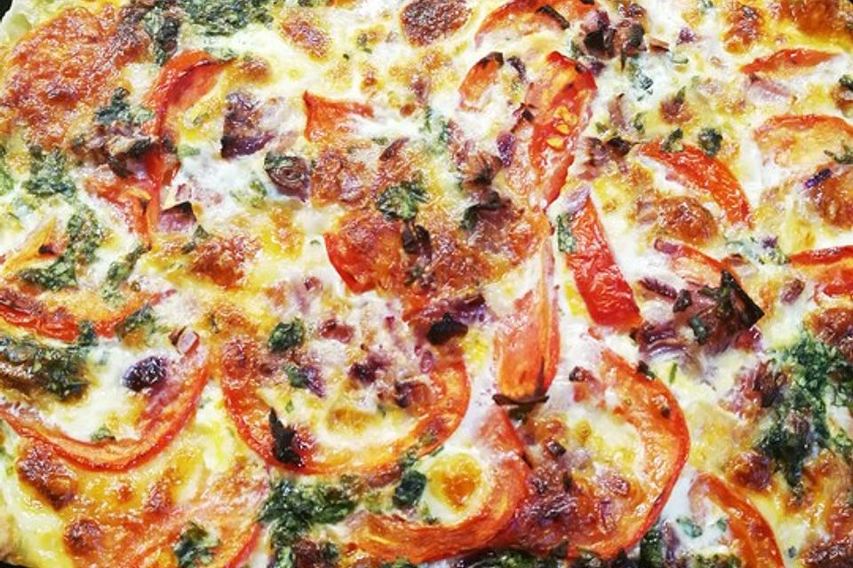 Tomaten - Mozzarella - Basilikum Quiche