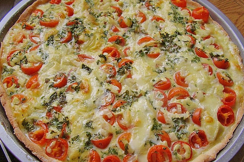 Tomaten - Mozzarella - Basilikum Quiche