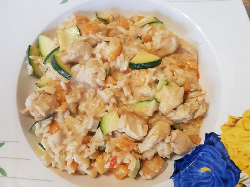 Scharfe Gemüsepfanne mit Hähnchenfilet und Reis von stielitke| Chefkoch