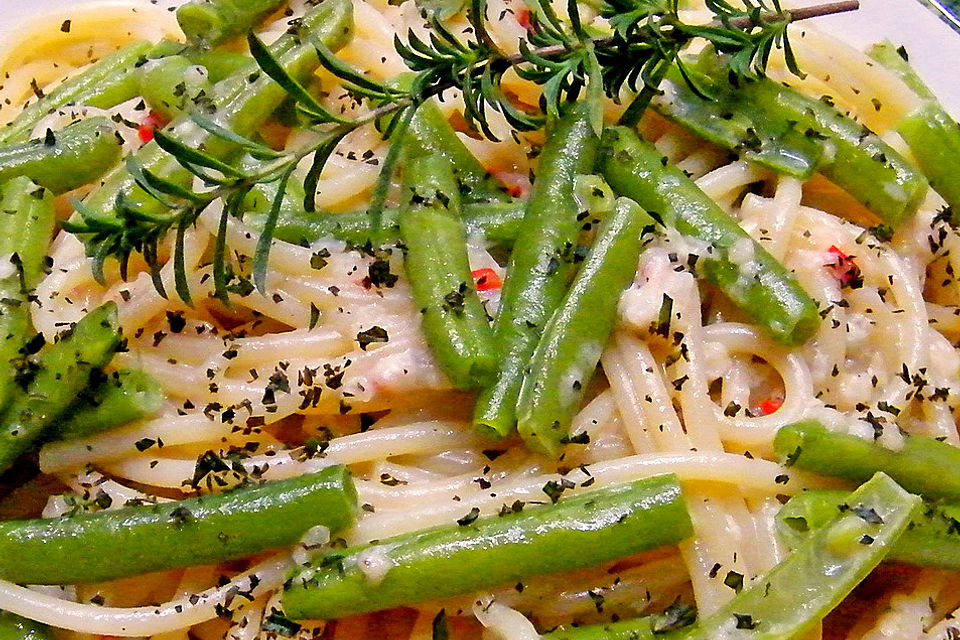 Grüne Bohnen Spaghetti