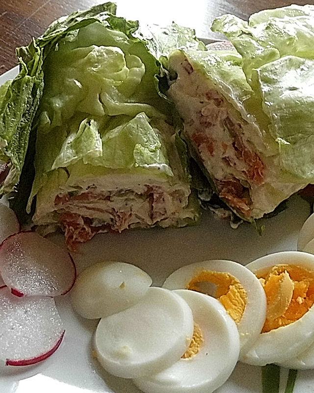 Salat-Wrap mit Räucherlachs