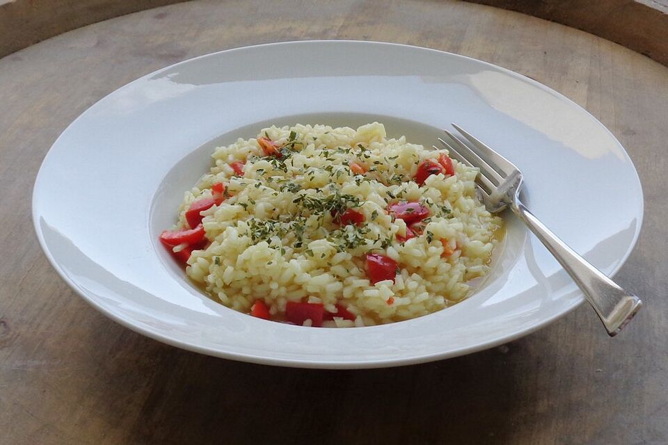 Paprika-Risotto mit Parmesan