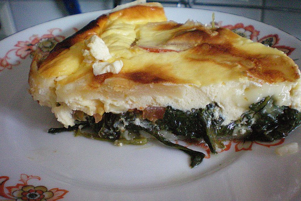 Spinatquiche aus Blätterteig mit Champignons