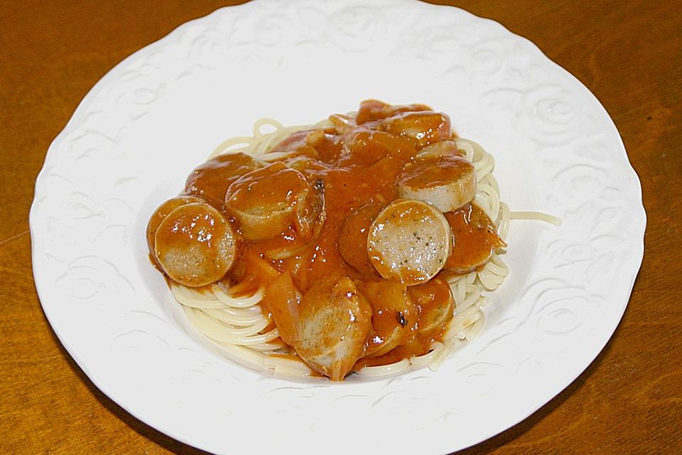 Spaghetti mit Bratwurst - Klößchen