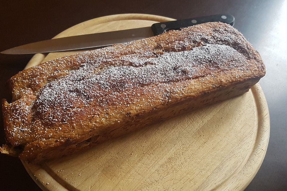 Bananenbrot ohne extra Fett und Zucker