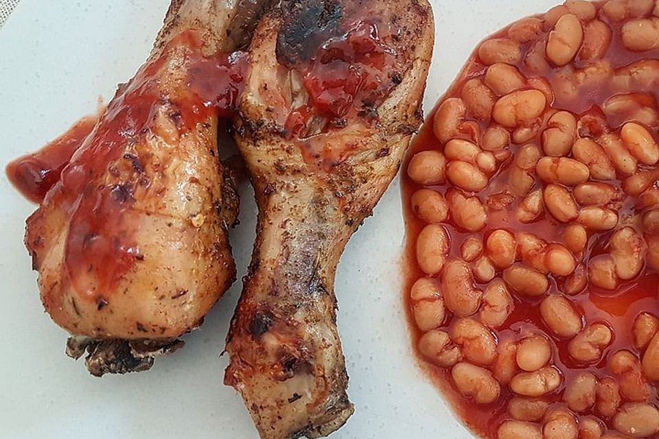 Chicken-Drumsticks mit BBQ-Soße