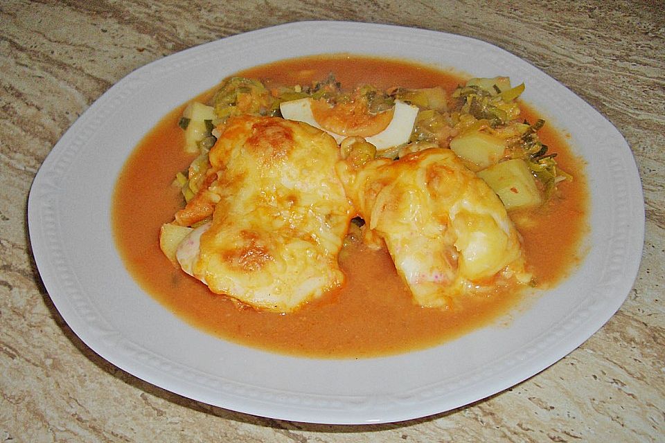 Überbackener Lauch mit Eiern Überbackener Lauch mit Eiern