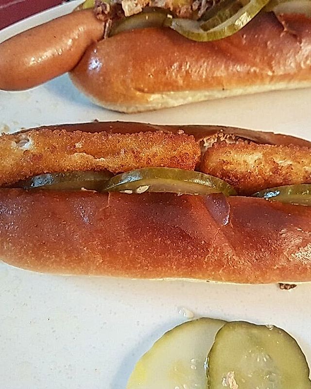 Fischstäbchen-Hotdog