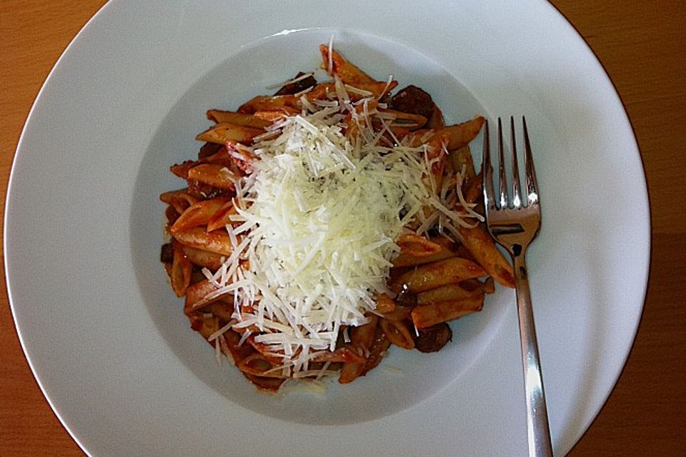 Penne con salsicce alla Aglianico