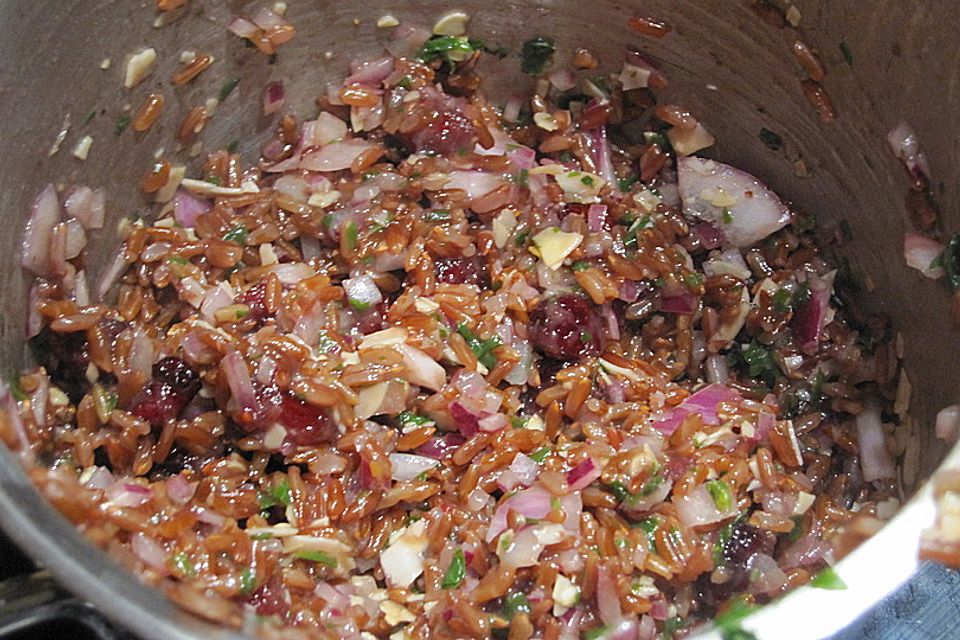 Lauwarmer roter Reissalat mit Cranberries