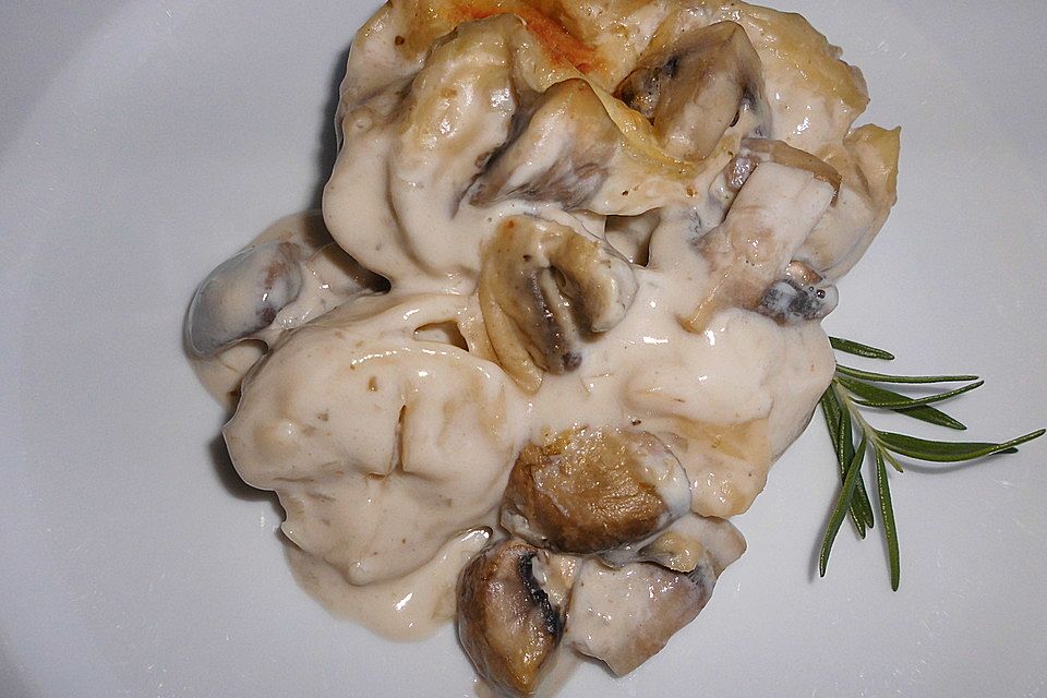 Maultaschen in Champignon - Sahne