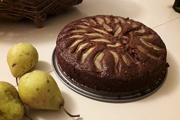 Veganer Schoko Walnuss Kuchen Mit Birne Und Dinkelmehl Von Gittana Chefkoch