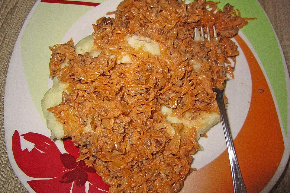 Hack-Sauerkraut-Pfanne