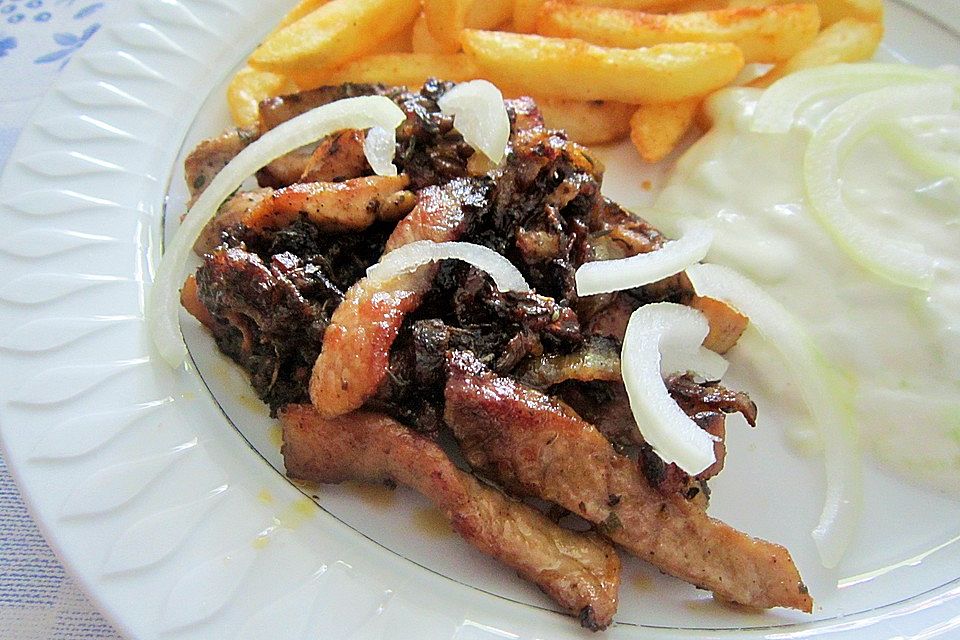 Mariniertes Geschnetzeltes "Gyros Style"