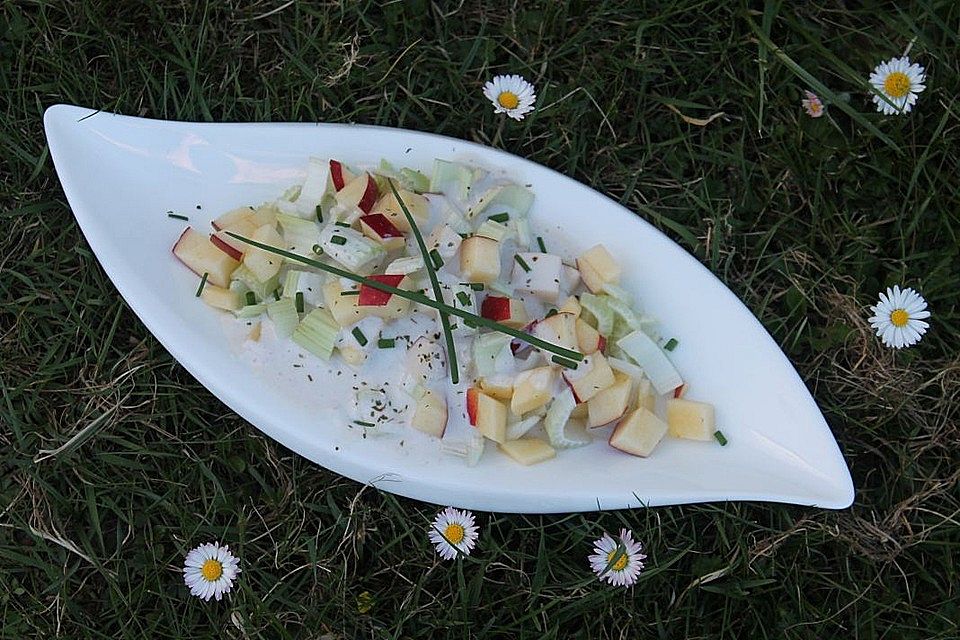 Staudenselleriesalat mit Apfel und Quarkdressing