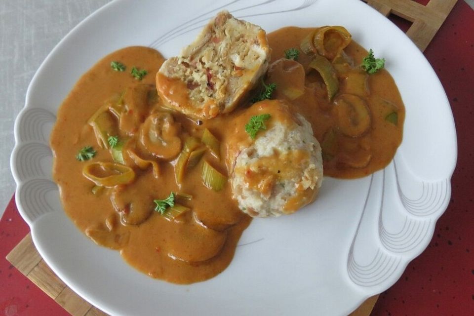 Rotes Champignon-Lauch-Gemüse