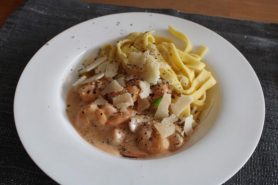 Gambas in würziger Sauce, für Nudeln