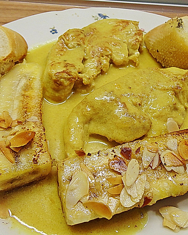 Curryhuhn mit gebratener Banane