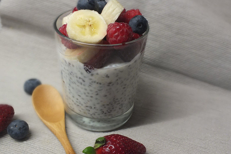 Chia-Pudding mit Joghurt und Früchten