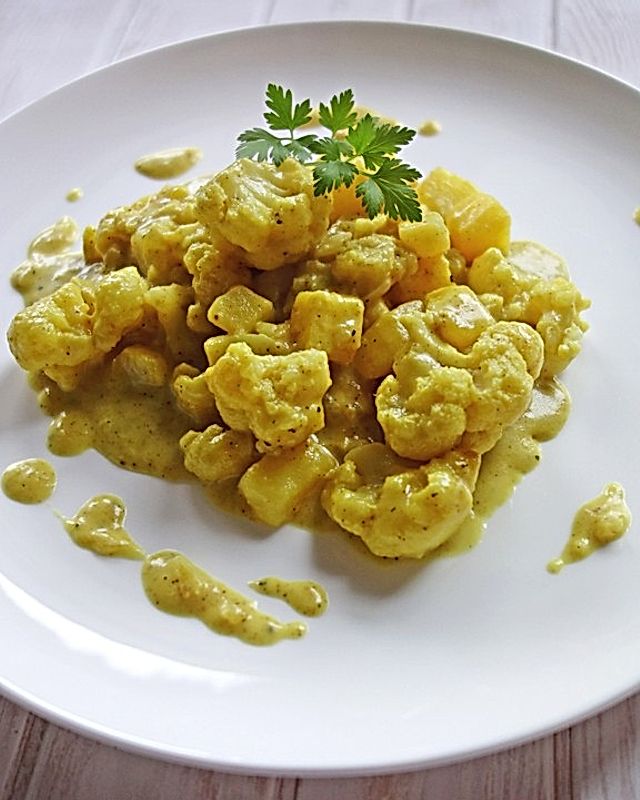 Blumenkohl-Kartoffelpfanne mit Curry