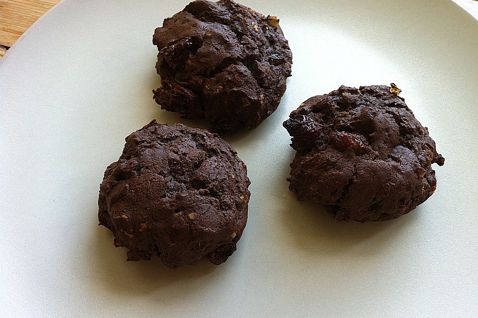 Vegane Schoko-Rosinen-Haferflocken-Kekse