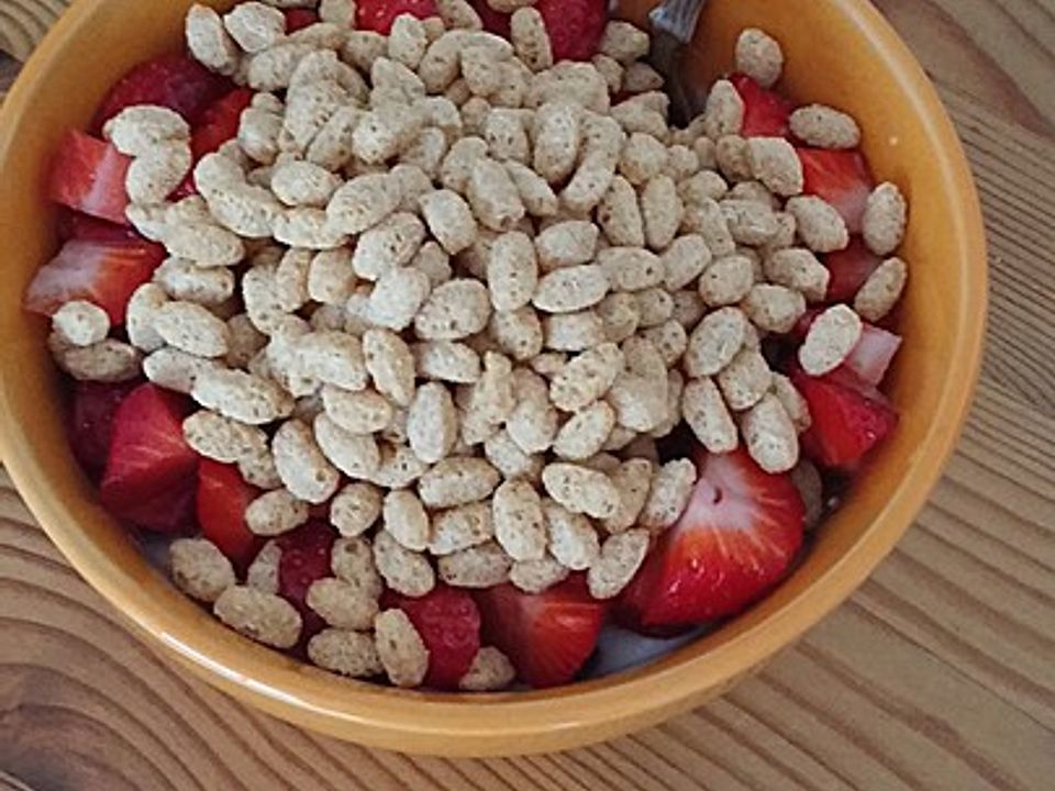 Naturjoghurt mit Erdbeeren und Müsli von fishi_stäbchen Chefkoch