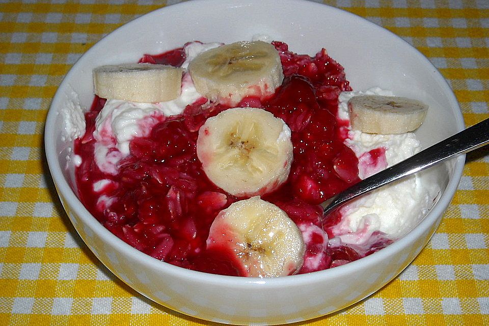 Haferflocken-Himbeer-Bananen-Quark