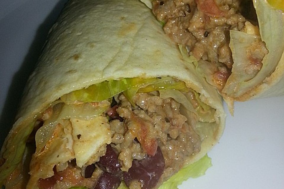 Schnelle Wraps mit Hackfleisch und Kidneybohnen