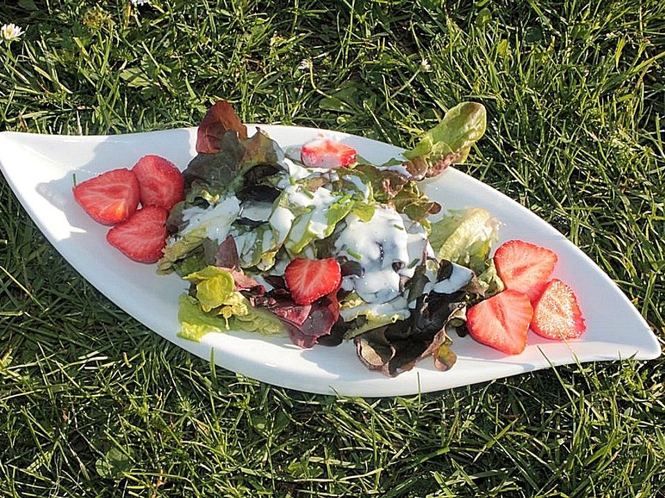 Eichblattsalat mit Erdbeeren in Joghurtdressing von patty89 | Chefkoch