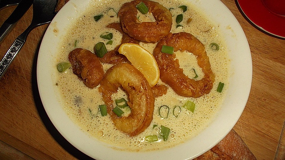 Parmesansuppe Mit Frittierten Tintenfischringen Von Marioyal Chefkoch