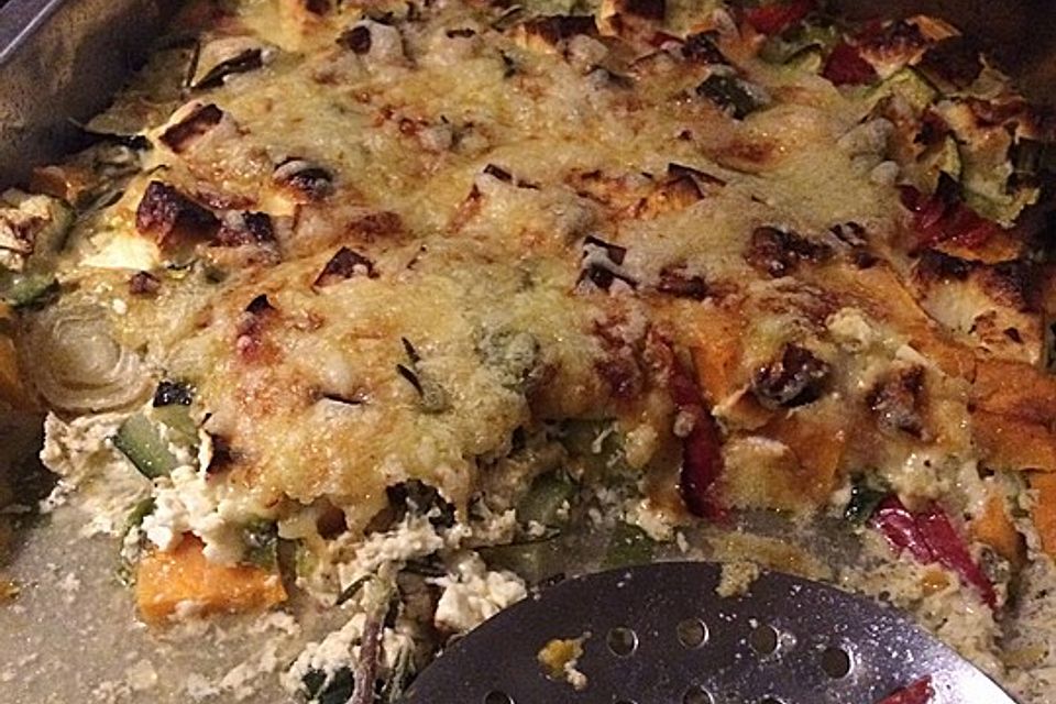 Süßkartoffel-Gratin mit Feta