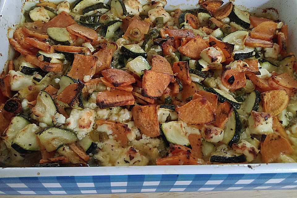 Süßkartoffel-Gratin mit Feta