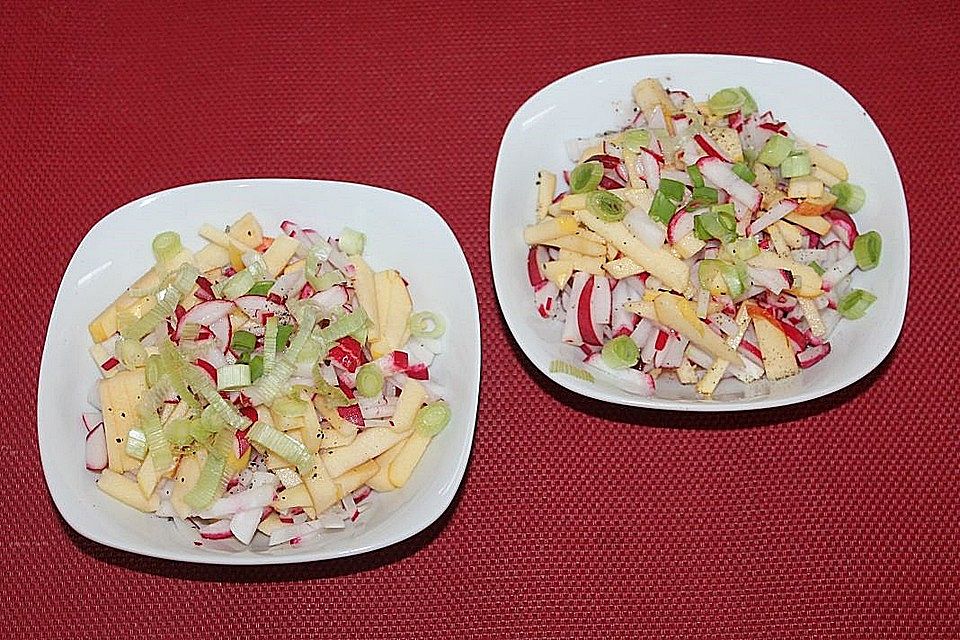 Radieschen-Apfel-Salat mit Lauchzwiebeln