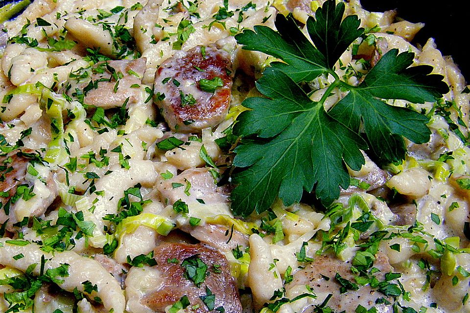 Spätzlepfanne mit Lauch