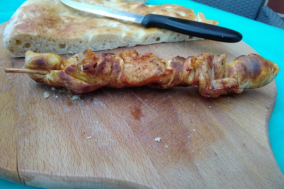 Brezel-Hähnchen-Spieße