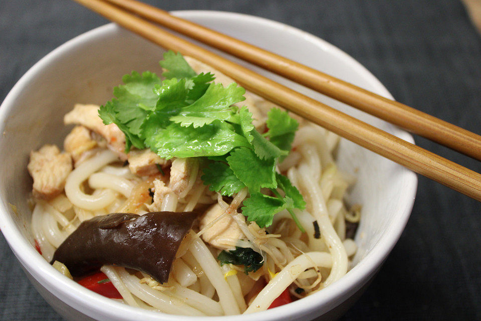 Gebratene Udon-Nudeln mit Rindfleisch