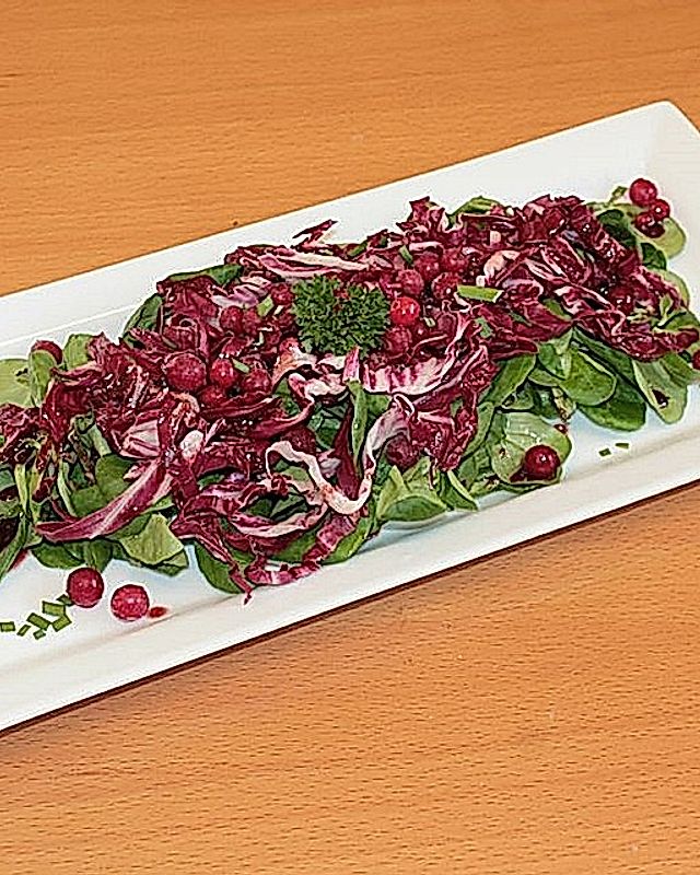 Feldsalat mit Radicchio und fruchtigem Johannisbeerdressing