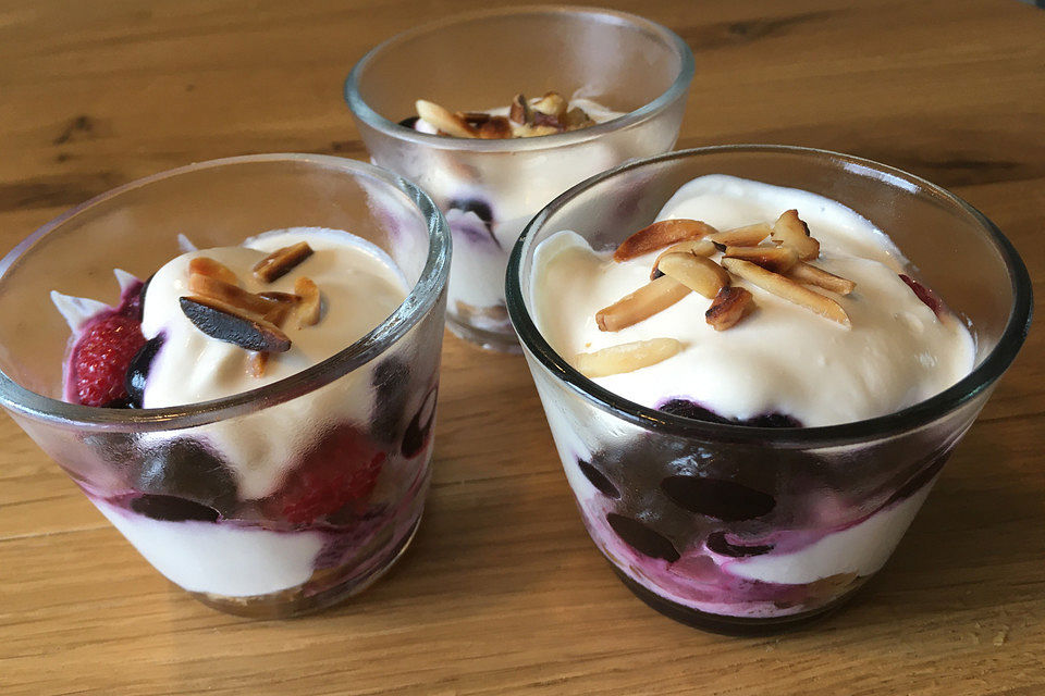 Joghurt-Limetten-Heidelbeer-Dessert