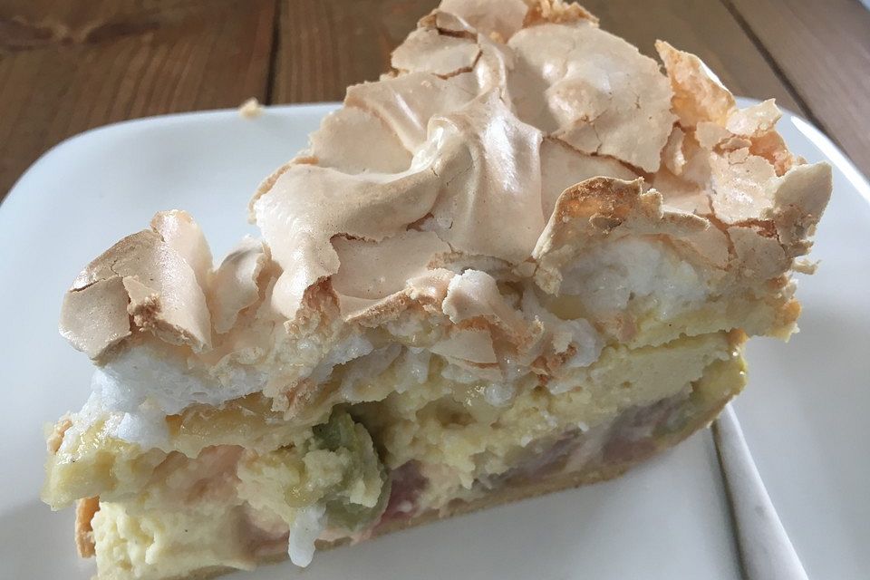 Rhabarber - Quark - Kuchen unter Baiserhaube