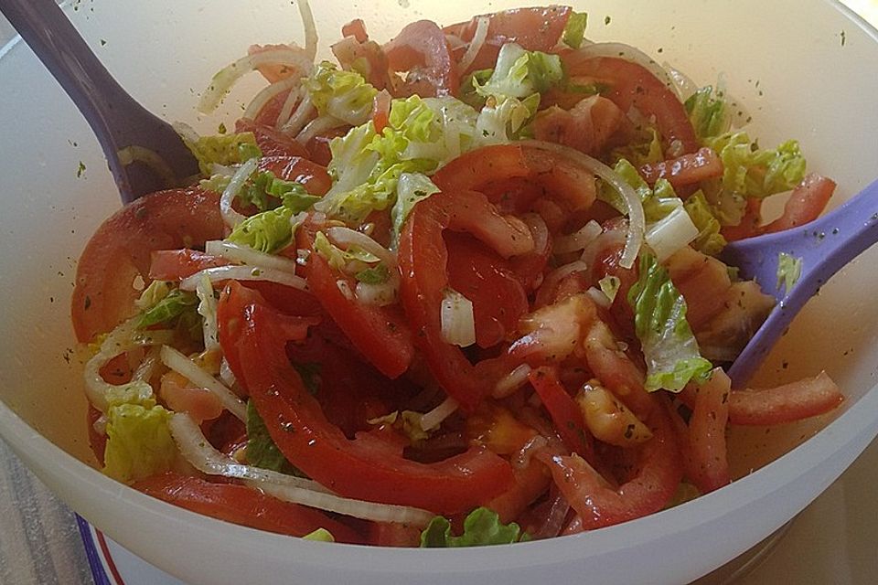 Fruchtiger Tomatensalat mit Zwiebeln