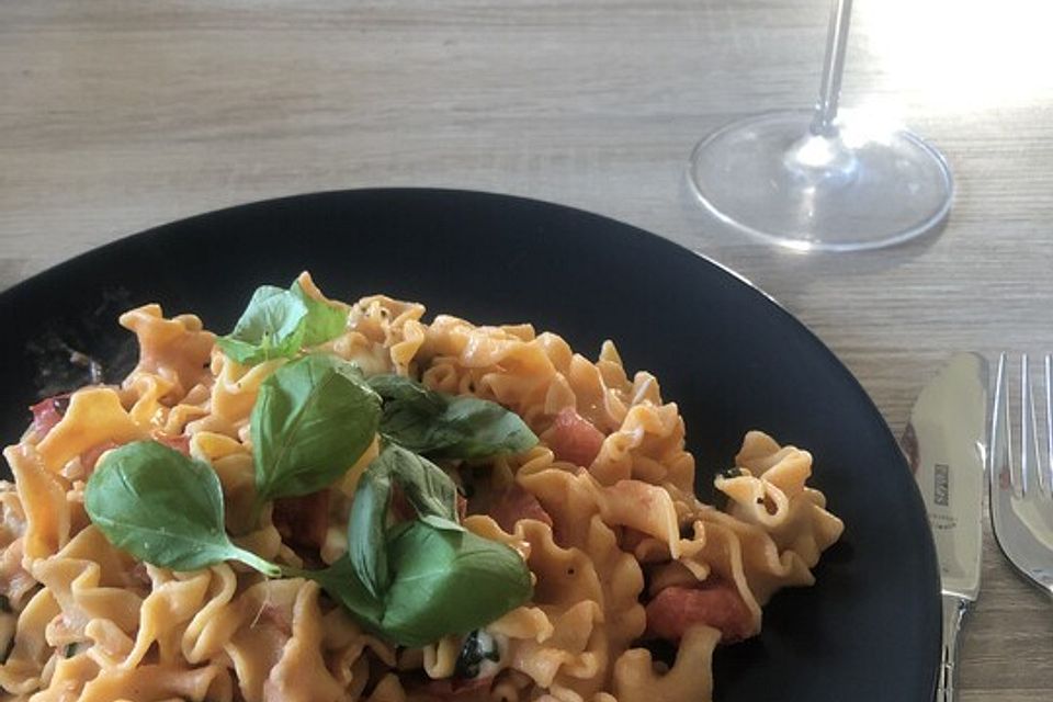 Spaghetti mit Burrata und Tomaten