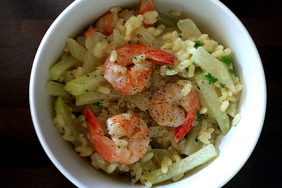 Kohlrabi-Risotto mit Shrimps Kohlrabi-Risotto mit Shrimps