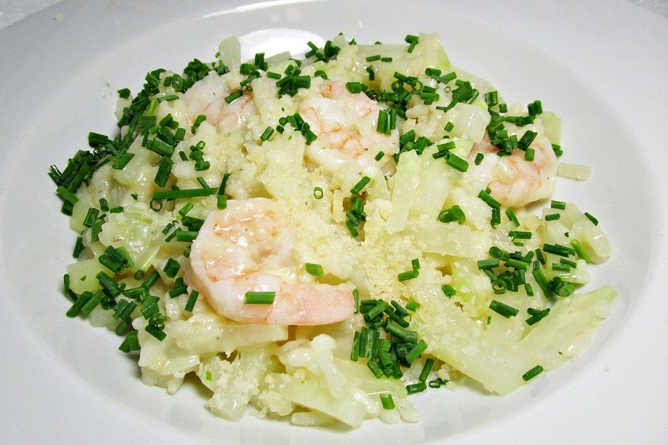 Kohlrabi-Risotto mit Shrimps Kohlrabi-Risotto mit Shrimps