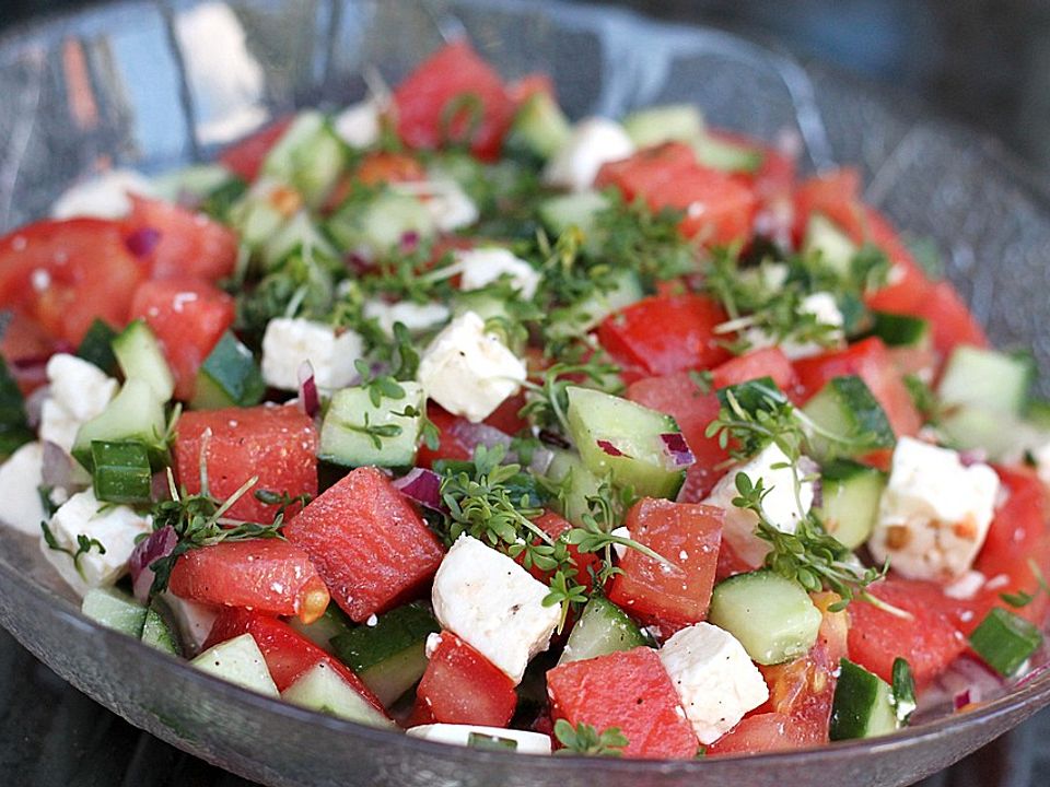 44 Wassermelonensalat Mit Ziegenkaese Und Minze - Rezepte Blog