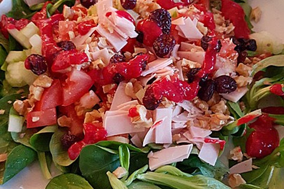 Feldsalat mit Cranberries und Himbeer-Dressing