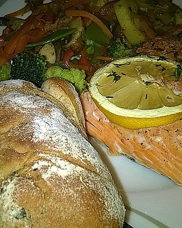 Plank grilled Lachs